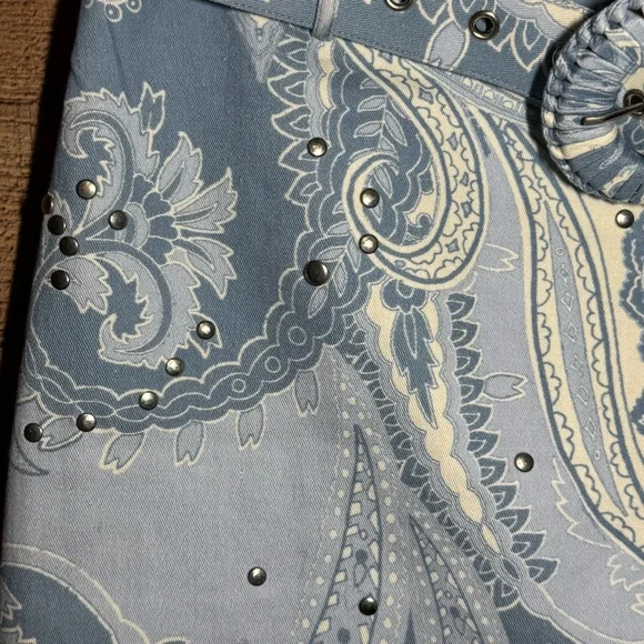 Hemant & Nandita Buckle Belt Studded Mini Skirt size Medium Powder Blue - Picture 6 of 12